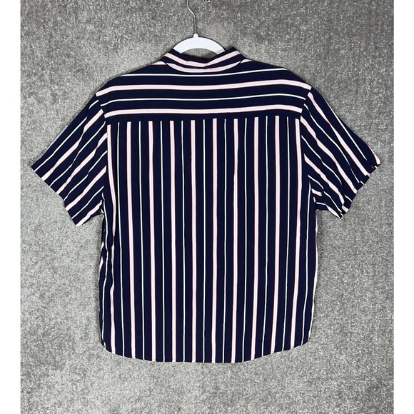 Denim & Flower Ricky Singh Blue Striped Short Sleeve Button Up Shirt Men Size XL - Picture 2 of 13